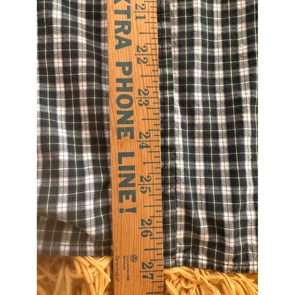 Tommy Hilfiger Button Down Men L Navy Blue Plaid Crest Short Sleeve Shirt Cotton - Picture 4 of 5